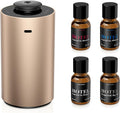 Airversa Waterless Essential Oil Diffuser Starter Kit with 4x10mL Hotel Fragrance Oils for Car Home Office, Premium Aluminum Housing, Aroma Nebulizer Baterry Operated, ANX Kit-D Desert Titanium