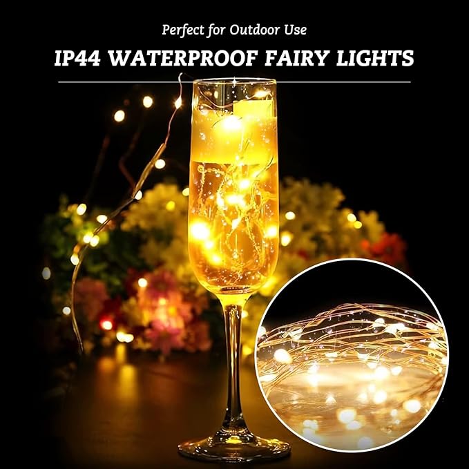 24 Pack Fairy Lights Battery Operated, 7FT 20LED Waterproof Silver Wire Christmas Lights Outdoor, Firefly Mini String for Bedroom Party Birthday Wedding Indoor Decorations