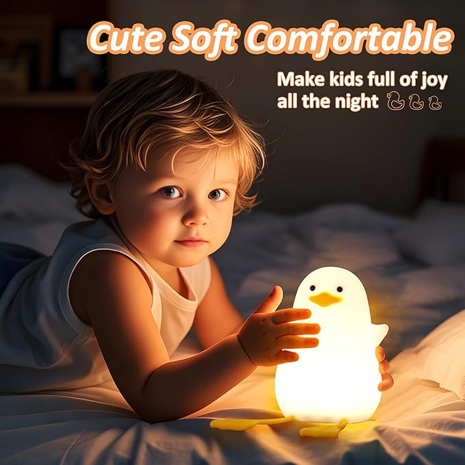 Duck Night Light, Cute Ducks Gifts, Squishy Silicone Animal Night Lamp for Nursery Bedside with Dimmer & Rechargeable, Gifts for Birthday Holiday Valentine's Day Mothers' Day