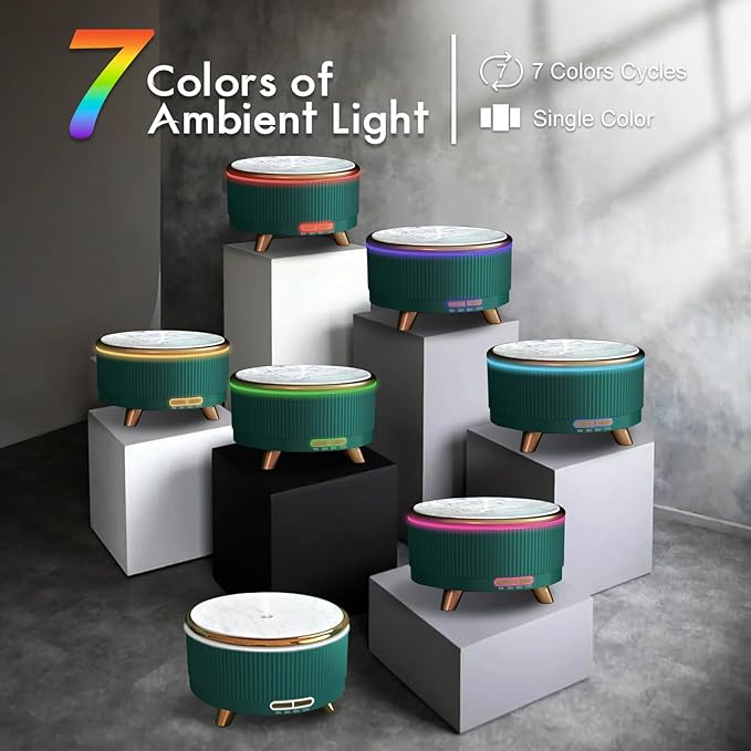 Essential Oil Diffuser for Home with 6 Essential Oils Set,500ml Diffuser with R/C 7 Colors Light & 3 Mist Mode Automatic Shut-Off,Aromatherapy Diffusers for Home,Office,Yoga,Spa,Gift