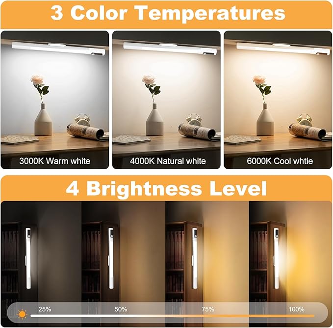 Under Cabinet Lighting,15.2" 2Pack Sensor Light Indoor with Battery Level Display Function,Closet Light can be Disassembled for Handheld use,wireless under cabinet lights fo Wardrobe,Bedroom, Kitchen