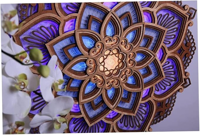 LED Night Light 11.81x11.81 inch Wooden Hanging USB Fairy Lights Yoga Room Living Room Bedroom Energy-Saving Wall Decoration