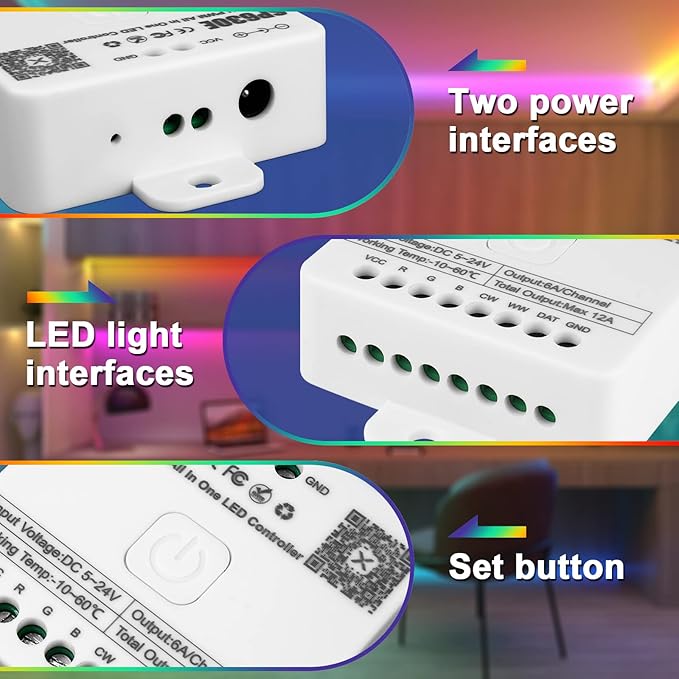 RGBZONE Bluetooh LED Controller, Smart APP Control, DC5V/12V/24V SP630E LED Controller, Mic Music Sync, Support PWM Single Color CCT RGB RGBW RGBCCT Or SPI TTL IC Chip LED Strip WS2811 WS2812B etc.