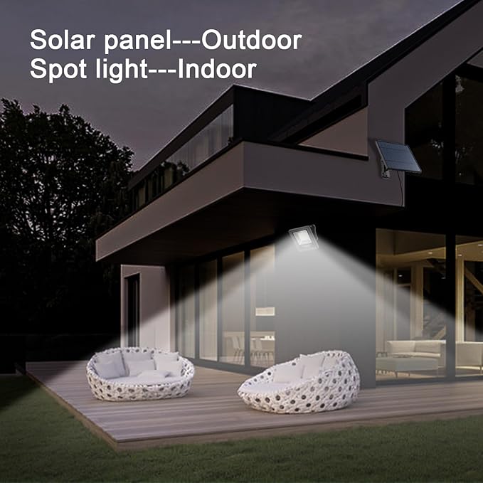 Solar Lights for Outside Dusk to Dawn with 16FT Cord Solar Flood Light 4400mAh Waterproof 6000K LED Lighting for Outside, Flag Pole, Shed, White 2 Pack