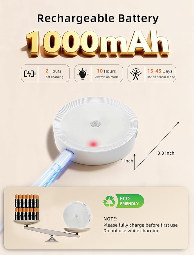 Under Cabinet Lighting, LED Puck Lights with Remote, Rechargeable Motion Sensor Lights Indoor, Dimmable Stick On Lights 3 Color Temps & 12 RGB Under Counter Lights for Kitchen, Closet White 6 Pack