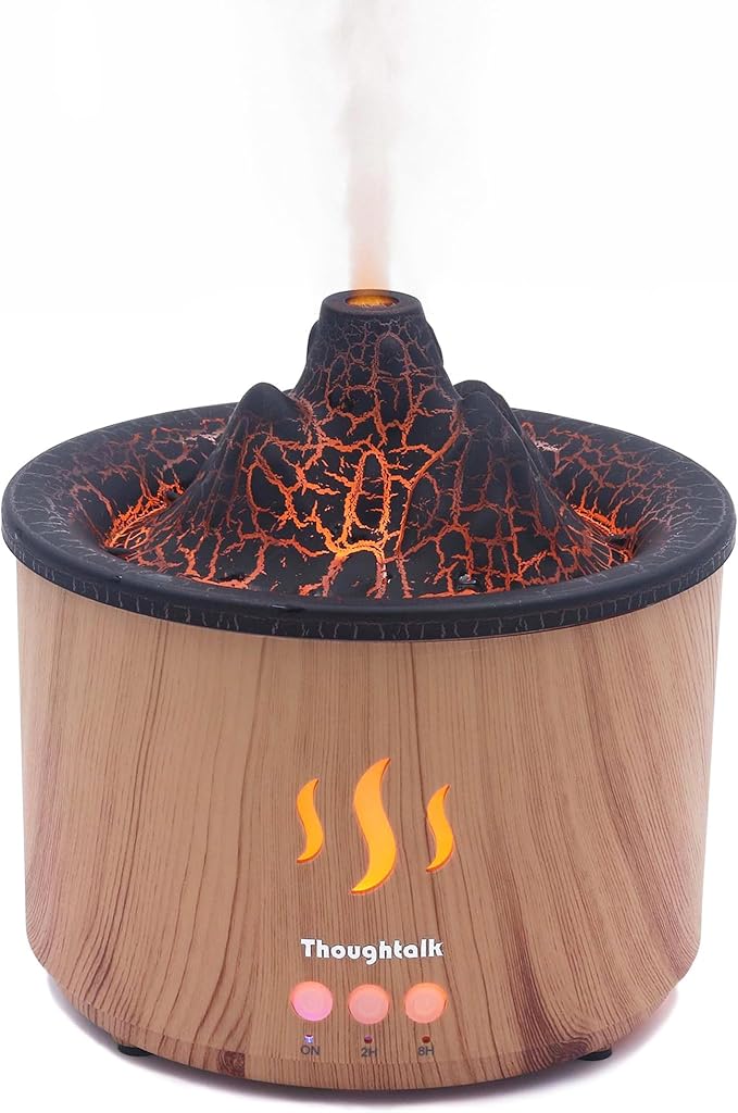 Volcano Essential Oil Diffuser & Humidifier for Bedroom, 400ml Cool Mist Aromatherapy Diffuser with 5 Night Light Modes, Small Ultrasonic Quiet Humidifier for Office, 36H Ultra-Long Time, Volcano Lamp
