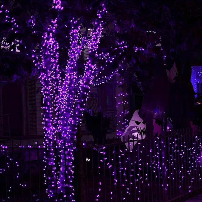 Dazzle Bright Halloween Fairy String Lights, Total 40FT 120LED Copper Wire Battery Operated Waterproof Lights, Halloween Decorations for Indoor Home Outdoor Garden Patio Party Decor (Purple)