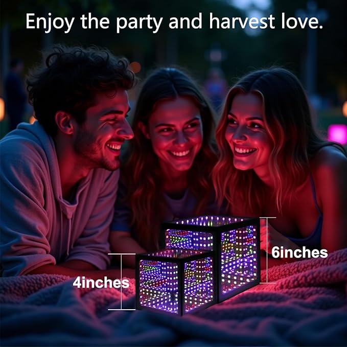 Infinity Hyper Cube LED Table Lamp, Color-Changing Music-Sync APP-Controlled Ambient Light for Gaming, Party, Home (Small 4Inchs)