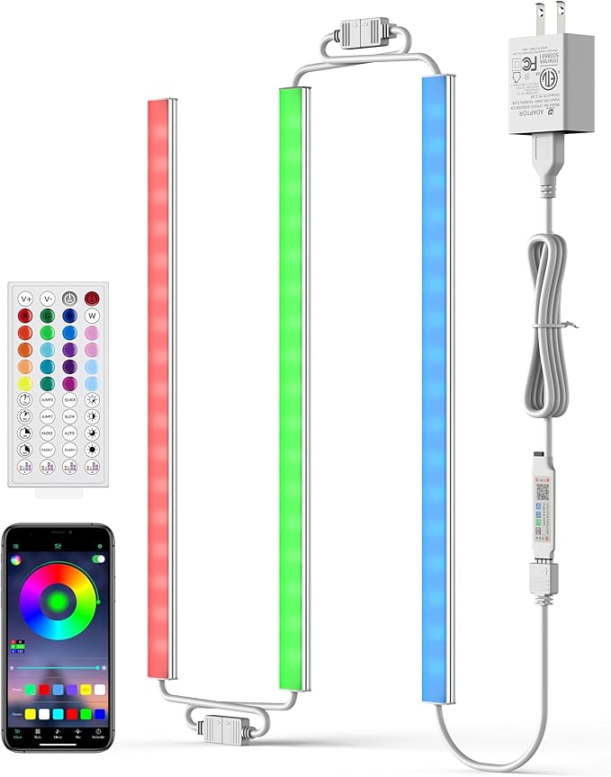 ASOKO 200 Lumens RGB Under Cabinet Lights - 3 Pack, 12-inch Linkable LED Strip Lights with Music Sync, APP & Remote Control for Ambient Room Decor