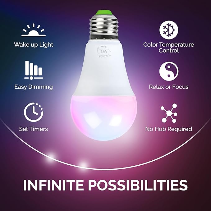 Flux WiFi Smart LED Light Bulb - Compatible with Alexa, Google Home Assistant & IFTTT - Smartphone Controlled Multicolored Color Changing Lights - Sunrise Wake Up Light & Dimmable Night Light