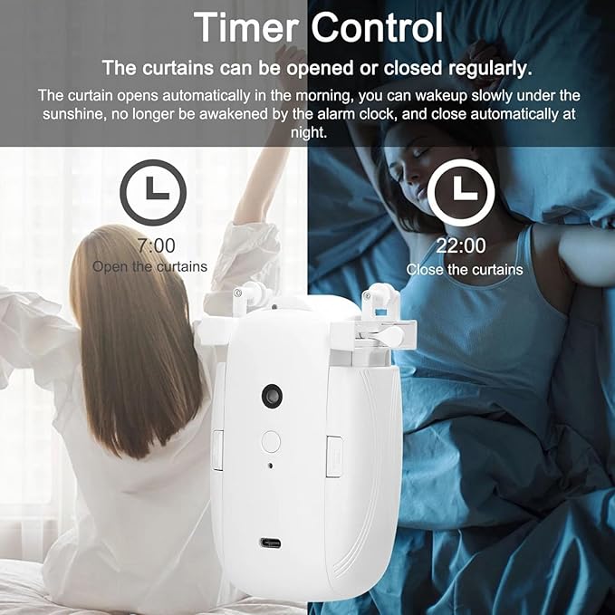 Garosa Smart Curtain Opener, ABS Electric Curtain Assistant with Voice Control, Automatic Motor Set for U Shaped and I Shaped Tracks, Ideal for Home Use
