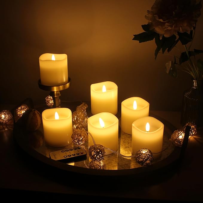 Stonebriar 3 Count Ivory Real Wax 3x3 Flameless LED Pillar Candles with Remote and Timer