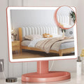 Funtouch Large Lighted Vanity Makeup Mirror, 14.56 in x 8.97 in, 88 LED, 360 Rotation Touch Screen, 10X Magnification Tabletop Cosmetic Make Up Mirror, Rose Gold