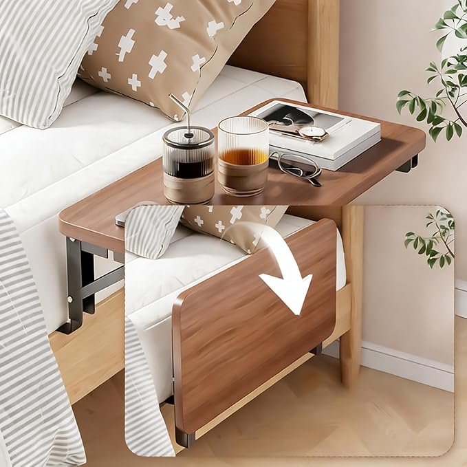 Bedside Shelf Table - Foldable Nightstand Organizer Desk, Floating Bedside Storage Platforms, Space Saving Room Accent | Convenient Bed Accessory for Home Bedroom Hotel Apartment Rental College