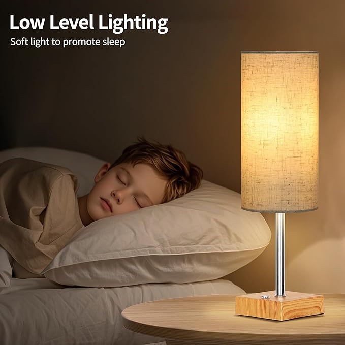 Cordless Table Lamp with Dimmable, Rechargeable 3 Modes Battery Powered Bedside Lamp, rv Essentials Battery Operated Lamps, Touch Lamp for Bedroom, Living Room, Reading Room,15 Inch Beige wood 2PK