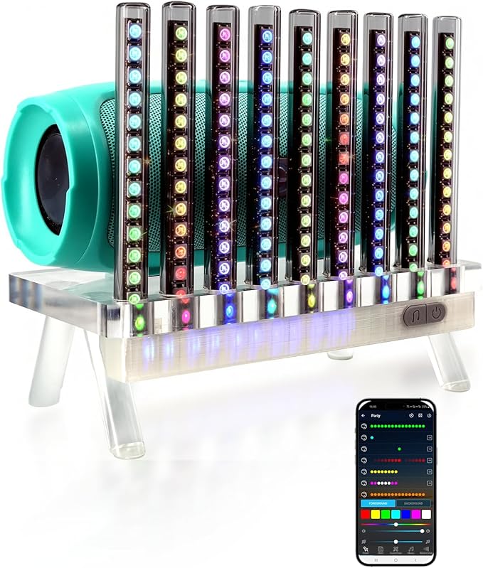 Sound Reactive Ambient Light, Smart App-Controlled Music Rhythm Lamp with Custom Modes, Designed for Portable Speaker Setup for Bedroom, Dorm, Living Room (Orange)