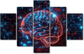 5 Panel Canvas Wall Art for Living Room Artwork Home decor Artificial Intelligence Technology Wall Pictures for Bedroom Digital Brain Posters and Prints Modern Painting House Decorations 60"Wx40"H