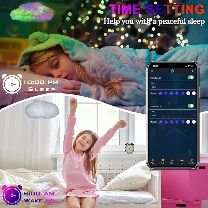 Cloud Led Lights for Bedroom, Multicolor Creative Night Lighting Kit Music Sync with APP, Lightning Changing Strip Lights, Coolest Ceiling Decoration for Room Home Party 2PCS