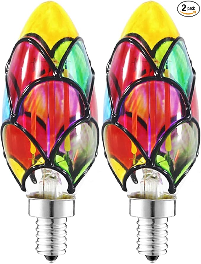 I-SHUNFA Edison Glass LED Light Bulb C35, E12 Standard Base 3.5 Watts Heatless C35 LED Light Bulbs for Home Party, Recreation Room,Balcony,Garden,Christmas Decoration 2 Pack