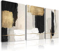 Framed Black and White Abstract Wall Art for Living Room,3 Piece Modern Textured Paintings Artwork for Walls,Minimalist Abstract Black Gold Canvas Pictures Prints for Hallway Office Wall Decor,12x16in