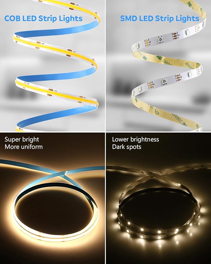 Aclorol COB LED Strip Lights 100FT 3000K 24V Dimmable Warm White LED Light Strip with Remote and App Control Flexible Tape Light for Bedroom Shelf Cabine Closets Garages Kitchen (2Rolls of 50FT)