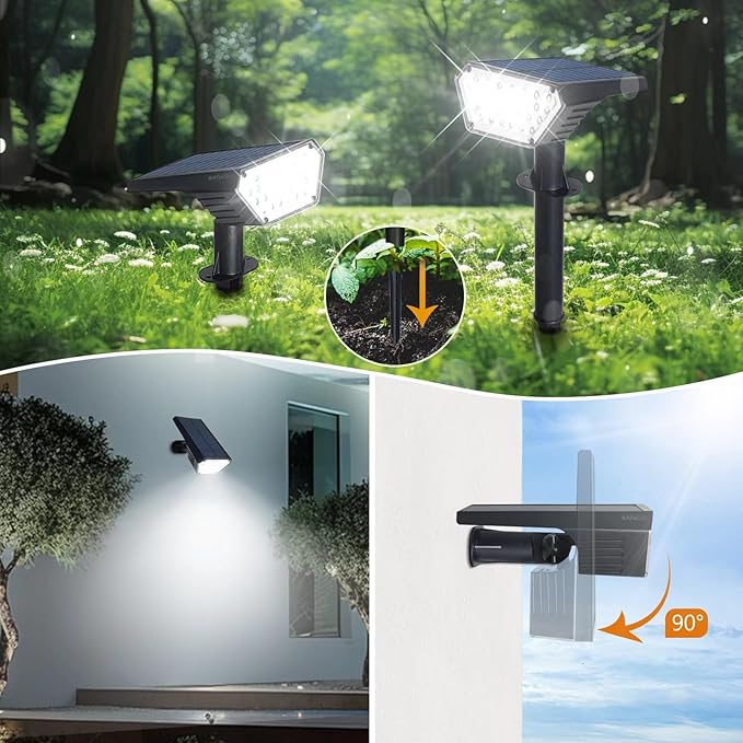10 Pack Solar Spot Lights Outdoor,Auto On/Off Solar Lights Outdoor Waterproof IP65,2-in-1 Solar Powered Outdoor Landscape Lighting,Solar Lights for Outside Yard Garden Pathway (Cool White)