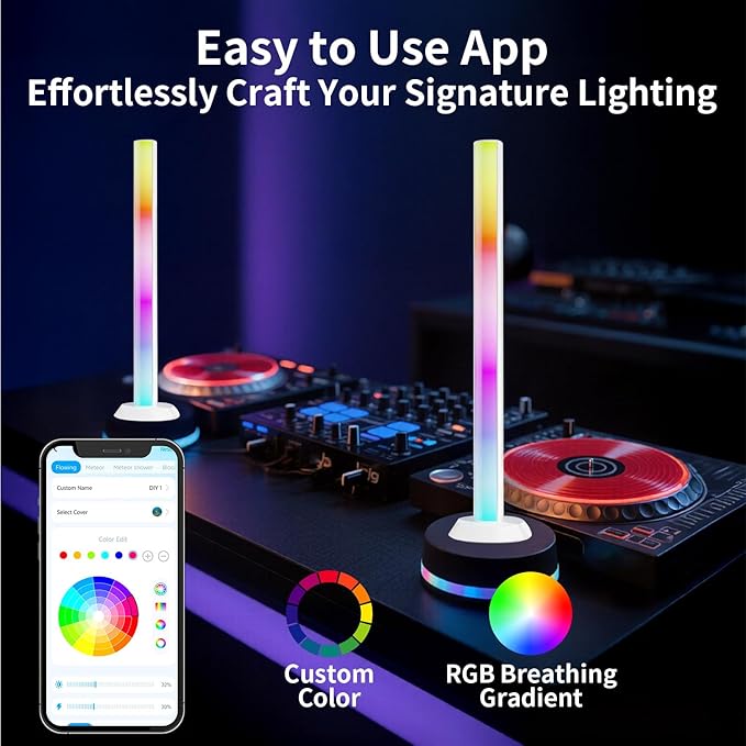 LED Strip Lights,14 Inches Monitor Backlight with Music Sync, 16 Million Colors, APP & Remote Control, USB Powered DJ Light for Party Room TV PC Gaming Desk Decor (White)