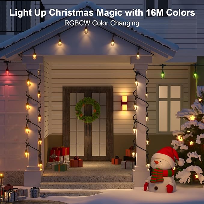 XMCOSY+ Outdoor Wall Lights, 1400LM Smart RGBCW Exterior Lighting Fixtures Adjustable Dual-Head Outdoor Light Fixture, WiFi APP Control, Alexa Compatible, Waterproof Porch Lights Outdoor, 2 Pack