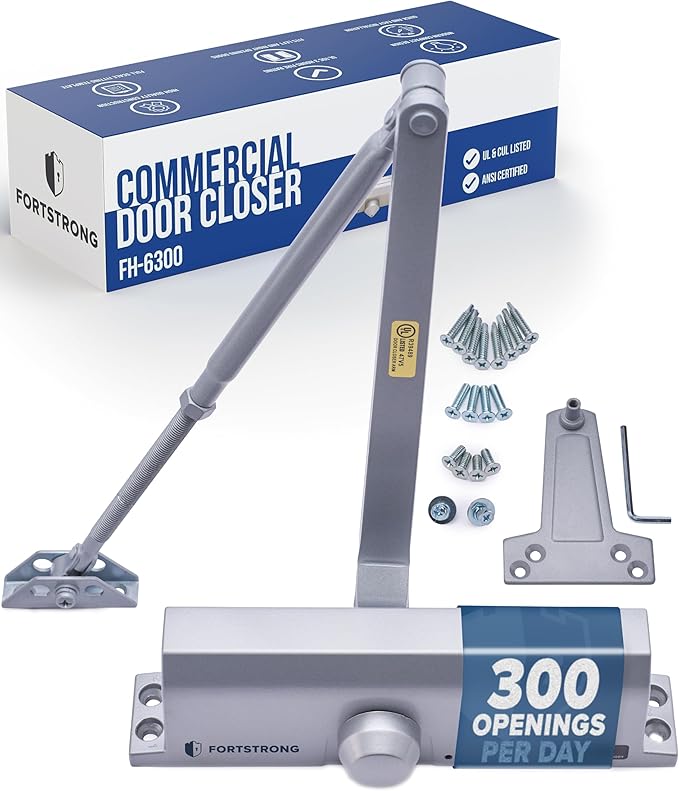 Commercial Door Closer Heavy Duty - Automatic Door Closer for Commercial Use - Grade 1 Auto Hydraulic Spring Hinge - FS-6300 UL & ADA ANSI A156.4 Grade 1 Door Closers Closure Soft Closing Arm