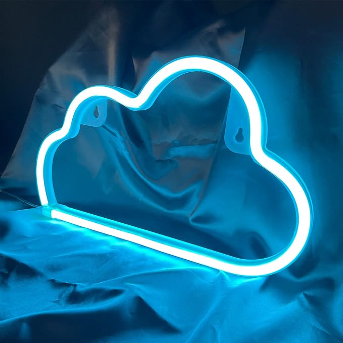 Cloud Neon Sign Blue Cloud Light Sign for Wall Decor,Battery or USB Powered Clouds Shaped LED Sign Decoration Lights for Bedroom Aesthetic Teen Girl Kid Room Christmas Birthday Wedding Party