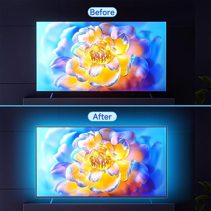 TV LED Backlight, 16.4ft RGB LED Lights for 55-70 Inch TVs, Bluetooth APP Control, USB Powered for Bedroom