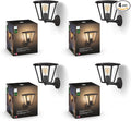 Philips Hue Inara Outdoor Smart Wall Light, Black - E26 White Filament LED Bulb - 4 Pack - Requires Hue Bridge - Control with Hue App and Voice - Weatherproof