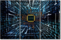 3 Panel Canvas Wall Art for Bedroom Computer Chip Wall Art for Living Room CPU Concept Wall Art Decor Electronic PC Abstract Artwork Rustic Decor for Home Walls Giclee Framed Ready to Hang(28"Wx42"H)