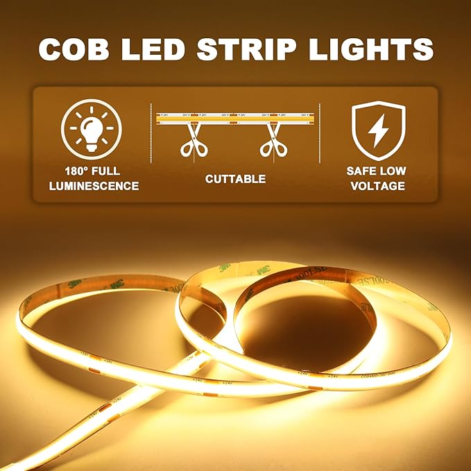 Smart Motion Sensor Stair Light for Indoor, No Wiring Required 40 inches Long COB LED Stair Lights Indoor with Remote Controller (Warm White 3000K,12 Stairs)