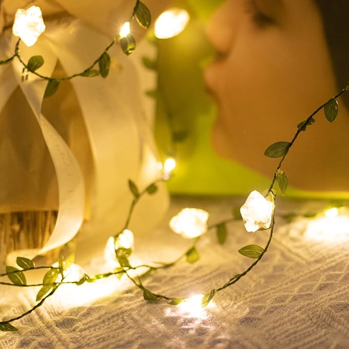Vigdur 2 Packs Vine String Lights - Tiny Leaf Ivy String Lights with 48 Star Lights Battery Powered Waterproof Fairy Light Indoor Outdoor for Bedroom Party Garden Wall Décor St. Patrick's Day