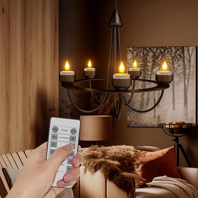 SoulBay Rechargeable Tea Lights with Remote, 12pcs Flameless Flickering LED Candles with Timer & USB Charging Cable, No Battery Needed, for Home Lantern Table Party Holiday Decorations