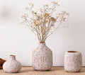 Modern Ceramic Vases Set 3, Stone Style Ribbed Vases Decorative for Table Shelf Decor Bookshelf Decoration