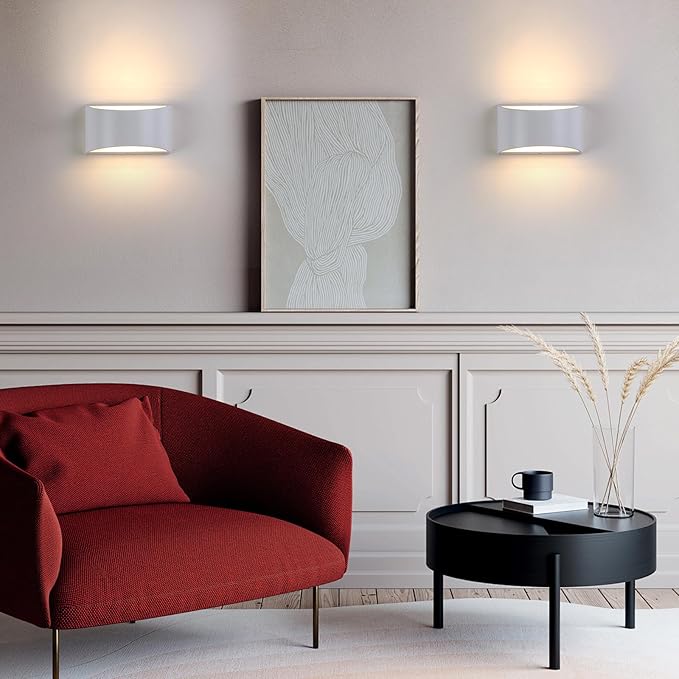 White Modern LED Wall Sconce (with G9 Bulbs) Hardwired Indoor Wall Lights Set of 2 Up and Down Wall Mount Light for Hallways, Bedrooms, Hallways, Living Room 3000K Warm White