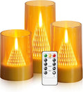Eebus LED Flameless Candles with Remote - Battery Operated,Fake Candles for Home Décor Tapered Glowing Pillar Candle Lights Add a Warm and Romantic Atmosphere Set of 3 (D 3"×H 4" 5" 6") (Gold)