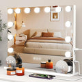 VESAUR Hollywood Vanity Mirror with 10X/15X Magnification and Lights, USB/Type-C Port Makeup Mirror with 15 Dimmable LED Bulbs, 3 Color Modes, Tabletop & Wall Mount for Bedroom, Aluminum（23"x18"）