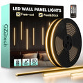 GZBtech Flexible LED Recessed Strip Light for Wood Slat Wall Panels 33FT, 3000K Warm White Cuttable Neon Rope Lighting with Remote Control, Dimmable IP67 Waterproof Black Strip Lights, UL Listed