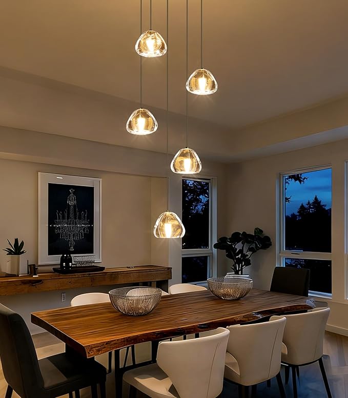 Modern Glam Chandelier LED Kitchen Pendant Lights Island Lighting Remote Dimmable Fixtures Bubble Crystal Floating Chandelier Black Corner Pendants Light