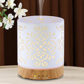 Essential Oil Diffuser for Home - 300ML Metal Aromatherapy Diffuser with Auto Shut-Off Protection & 4 Timers, Ultrasonic Humidifier with 7 Colors Lights for Large Room, Home Office Décor(White Flower)