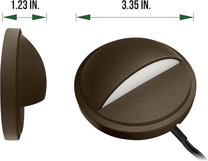 GKOLED Low Voltage LED Deck Lights, Outdoor Post Railing Lighting, Landscape 12V Fence Step Fixture Lights, UL Listed, Brown 3000K, 6 Pack