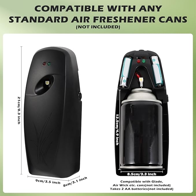 4PCS Automatic Air Freshener Spray Dispenser - Commercial and Home Use - Multiple Time Scent/Mist Release Settings for Room/Restroom Sprayer,Air Freshener not Included,Black