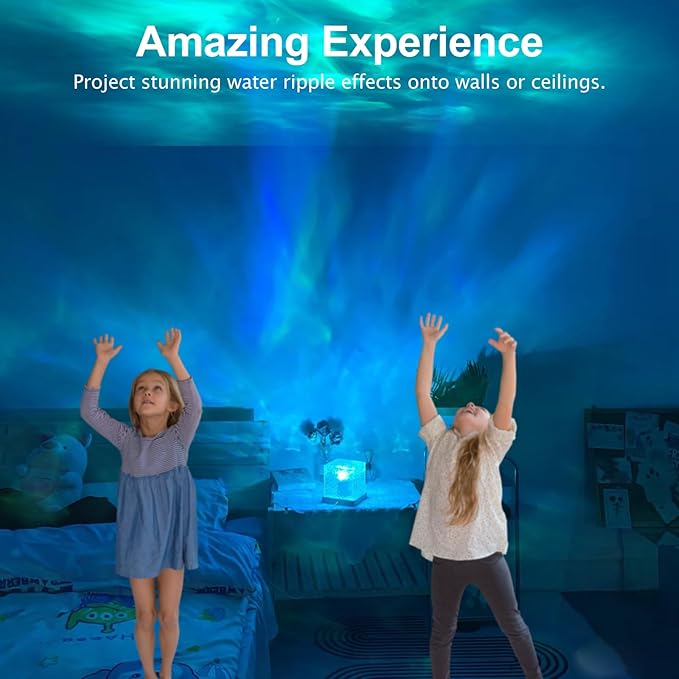 Northern Lights Projector Rechargeable,Mood Lighting Ambient Lighting Ocean Wave Projector with 16 Colors and Dynamic Ripple Effect for Living Room Bedroom Decor - Cordless 5.1"