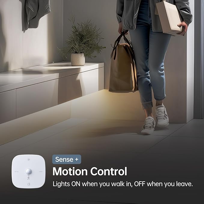 Motion Sensor for Cabinet Lights, Dimmable, Adjustable Color Temperature, Magnetic Mount, for Kitchens Closets Hallways Bathrooms Stairway (Motion Control)
