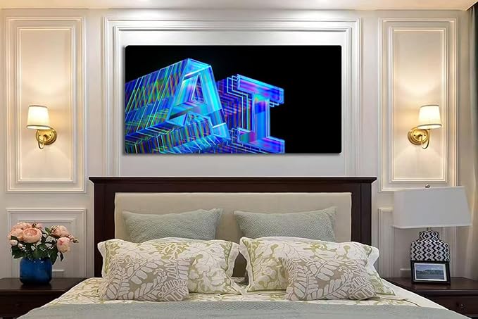 Wibinuki Wall Art Wall Decor Wall Paintings Artificial Intelligence Machine Learning Large Language Model AI for Living Room Bedroom Bathroom Home Decor Can Be Hung Directly 20"x 40"