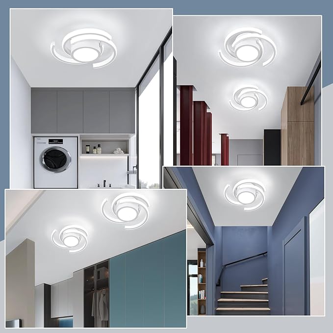 ADISUN LED Modern Ceiling Light,6000K Semi Flush Mount Ceiling Light Fixture,Unique White Ceiling Lights Fixtures for Living Room Bedroom Corridor Aisle Hallway Indoor Ceiling Lamp (D11 in*H3.9 in)