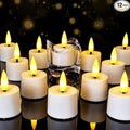Flameless Candles, 12Pack Timer LED Votive Candles, Realistic 3D Flickering Tea Lights Candles Battery Operated with 6 Hours Timer Auto for Wedding Home Decor- White Base